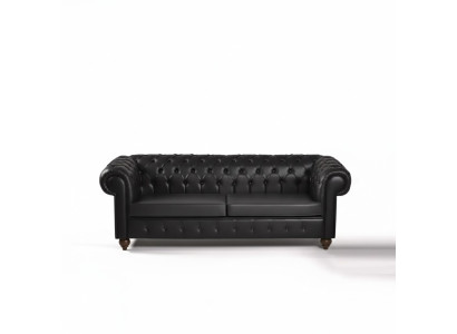 Trzyosobowa kanapa biurowa Black Chesterfield luksusowe miejsce do siedzenia