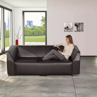 Czarna trzyosobowa sofa do gabinetu Włókienniczy kanapa luksusowa designerska sofa