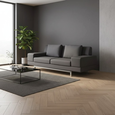 Szara Sofa Nowoczesna Trzyosobowa Kanapa Tapicerowana Meble Tekstylne