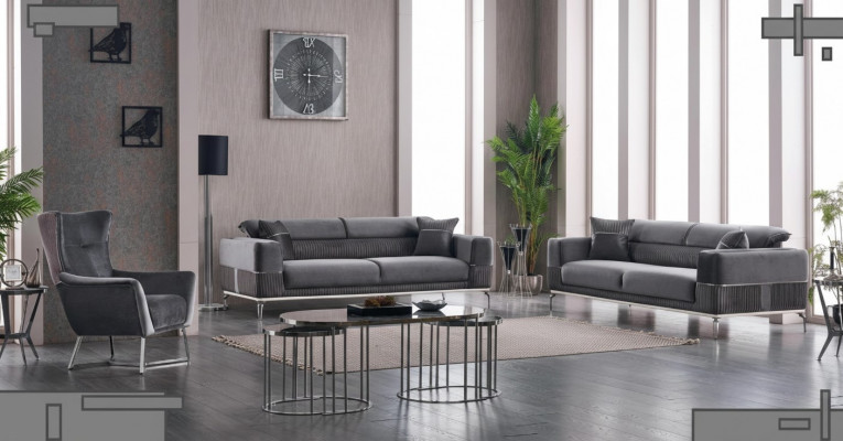 Luksusowy Zestaw sofowy 331 miejsce do siedzenia Zestaw do salonu Szara Sofa Włókienniczy Meble Nowe
