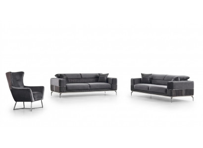 Luksusowy Zestaw sofowy 331 miejsce do siedzenia Zestaw do salonu Szara Sofa Włókienniczy Meble Nowe
