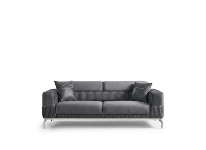 Szara Sofa 3 Siedziba Trzyosobowa Luksusowa Sofa Szare Meble Podkładka Włókienniczy Aksamit