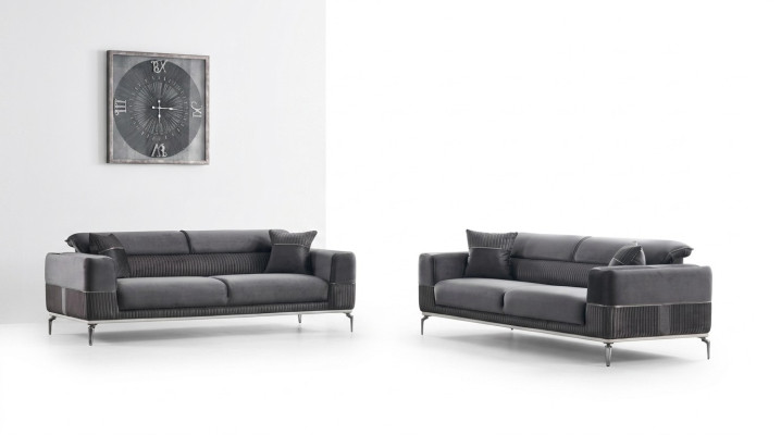 Szary Designer Couch Club Meble Kanapy 3+3 miejsce do siedzenia Podkładka 230cm Sofy