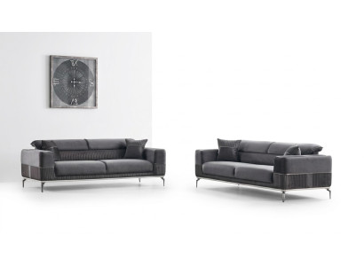 Szary Designer Couch Club Meble Kanapy 3+3 miejsce do siedzenia Podkładka 230cm Sofy
