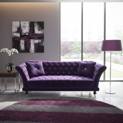 Chesterfield 3-osobowa elegancka sofa tekstylna Luksusowa niebieska sofa