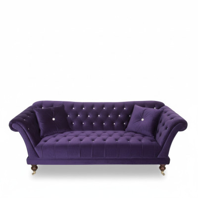 Chesterfield 3-osobowa elegancka sofa tekstylna Luksusowa niebieska sofa
