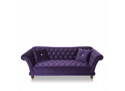 Chesterfield 3-osobowa elegancka sofa tekstylna Luksusowa niebieska sofa