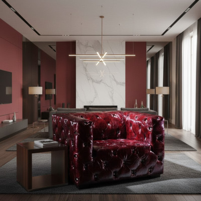 Skórzana sofa Chesterfield Fotel luksusowa Fotel Bordeaux ClubFotel Nowość