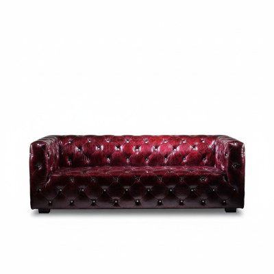 Sofa Chesterfield 3 miejsce do siedzenia Sofa skórzana Kanapa Sofa tapicerowana Bordo Sofy Skóra