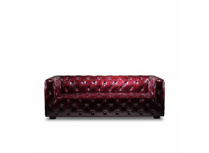 Sofa Chesterfield 3 miejsce do siedzenia Sofa skórzana Kanapa Sofa tapicerowana Bordo Sofy Skóra
