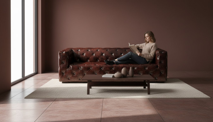 Sofa Chesterfield 3 miejsce do siedzenia Luksusowa kanapa Brązowe Sofy Sofa skórzana 250cm