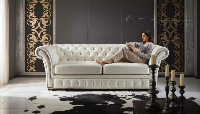 Sofa Chesterfield Luksusowe Sofy Trzyosobowe Sofy Salonowe Kanapy Biały