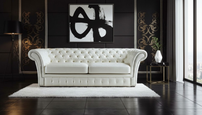 Sofa Chesterfield Luksusowe Sofy Trzyosobowe Sofy Salonowe Kanapy Biały