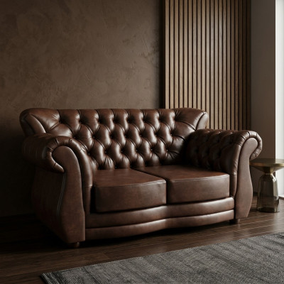 Sofa Chesterfield Luxury Couch 2 miejsca do siedzenia Sofy Brown Leather Sofa Couches