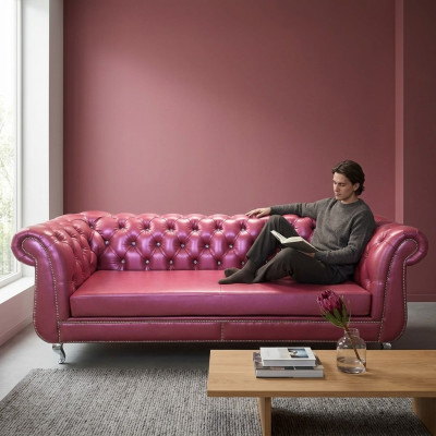 Sofa Chesterfield 4 miejsce do siedzenia Luksusowe sofy Skórzana sofa do salonu Kanapa