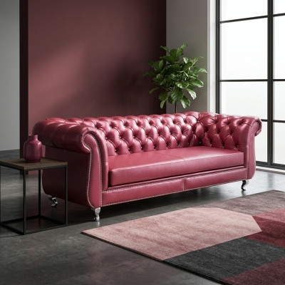 Sofa Chesterfield 4 miejsce do siedzenia Luksusowe sofy Skórzana sofa do salonu Kanapa