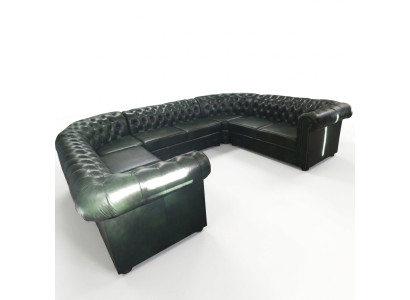 Chesterfield Narożnikowa kanapa Skórzana sofa w kształcie litery U Narożne sofy Skóra Couch Modern New