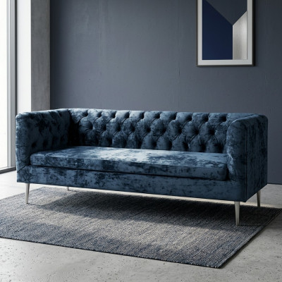 Luksusowa Sofa Chesterfield 3 miejsce do siedzenia Couch Włókienniczy Nowoczesne Sofy Blue Turkus