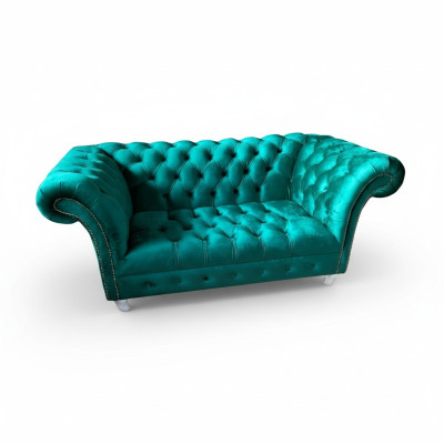 Chesterfield Luxury Sofa 2 miejsce do siedzenia Włókienniczy Couch Blue Sofas Green Couches