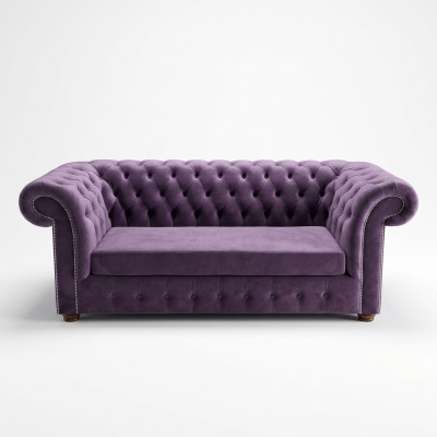 Sofa Chesterfield Sofy Trzyosobowe Kanapa Podkładka Włókienniczy Fioletowe Kanapy Aksamit