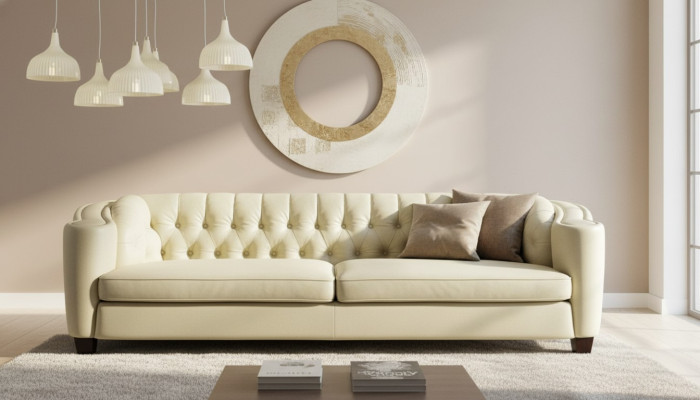 Luksusowa Sofa Chesterfield 4 miejsce siedzące sztuczna skóra Couch Białe Sofy Modern