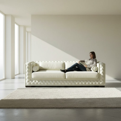 Skórzana Sofa Chesterfield Sofa 3 miejsce do siedzenia Sofy Kanapy Chesterfield Skóra