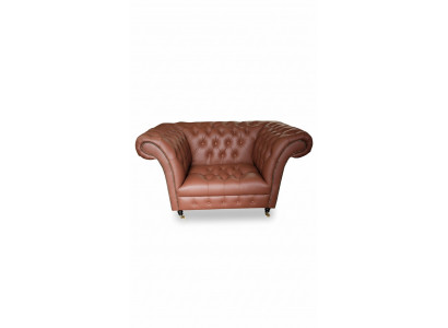 Luksusowy Chesterfield Fotel Skóra Siedziba Lounge Fotel s Brown Modern