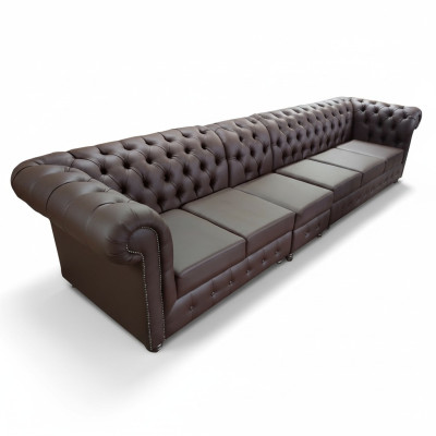 Chesterfield Duża Sofa Kanapy Skórzana Sofa xxl Duże Sofy Brązowa Kanapa 6 miejsc do siedzenia