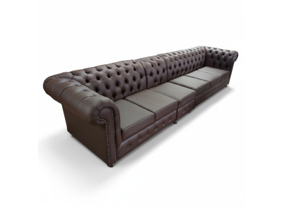 Chesterfield Duża Sofa Kanapy Skórzana Sofa xxl Duże Sofy Brązowa Kanapa 6 miejsc do siedzenia