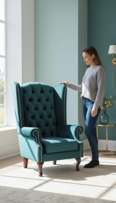 EarsFotel Chesterfield Aksamit jednoosobowa luksusowa sofa Fotel