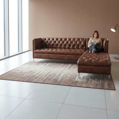 Chesterfield Narożnikowa kanapa Skóra w kształcie litery L luksusowa kanapa skórzana sofa Zestaw narożny