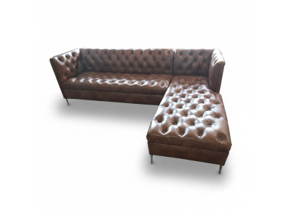 Chesterfield Narożnikowa kanapa Skóra w kształcie litery L luksusowa kanapa skórzana sofa Zestaw narożny