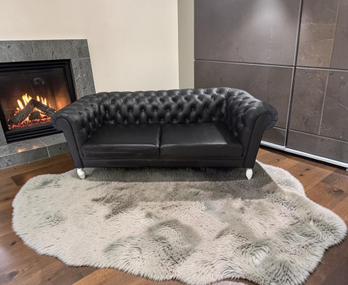 Sofa Chesterfield 3 miejsce do siedzenia Sofa Skórzana Sofa Kanapy Czarne Sofy
