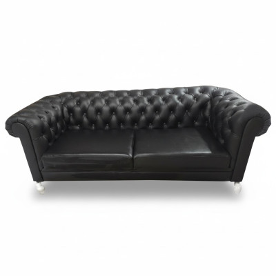 Sofa Chesterfield 3 miejsce do siedzenia Sofa Skórzana Sofa Kanapy Czarne Sofy