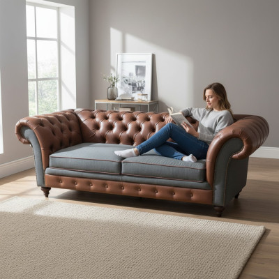 Sofa 3 miejsce do siedzenia Projekt kanapy Chesterfield kanapy sofy trzyosobowe