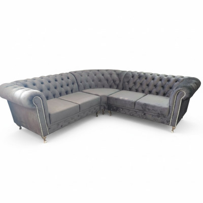Chesterfield L-shape Narożnikowa kanapa Couch Design Podkładka Włókienniczy Sofa Narożnik Kanapy