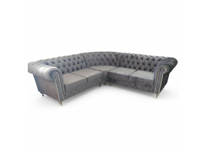 Chesterfield L-shape Narożnikowa kanapa Couch Design Podkładka Włókienniczy Sofa Narożnik Kanapy