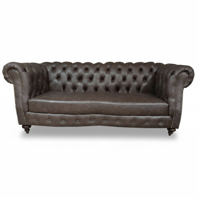 Sofa 3 miejsce do siedzenia Chesterfield Couch Prawdziwa skóra Sofy Brown Couches Meble