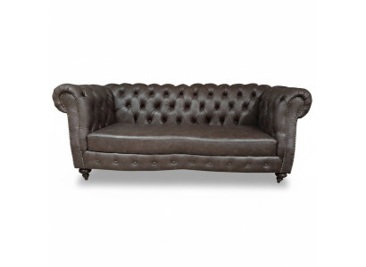 Sofa 3 miejsce do siedzenia Chesterfield Couch Prawdziwa skóra Sofy Brown Couches Meble