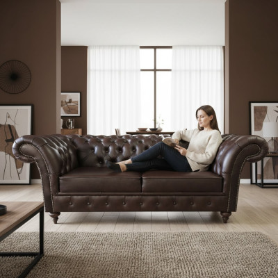 Sofa Chesterfield 3 miejsce do siedzenia Kanapa Siedziba luksusowe kanapy trzyosobowe 230cm