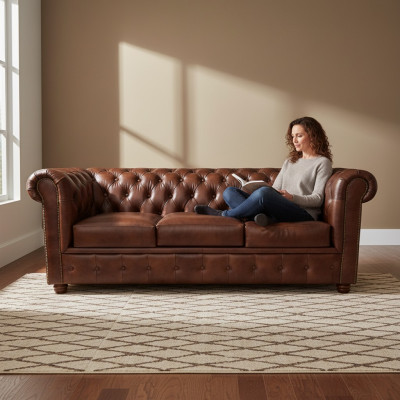 Luksusowa Sofa Chesterfield 3 miejsce do siedzenia Sofy Lounge Sofy Kanapa 230cm Materiał