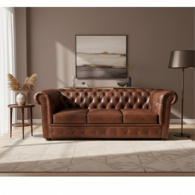 Luksusowa Sofa Chesterfield 3 miejsce do siedzenia Sofy Lounge Sofy Kanapa 230cm Materiał