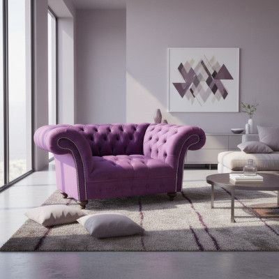 Chesterfield Fotel Couch 1 miejsce do siedzenia Włókienniczy Fotel Materiał Siedziba Lounge Meble