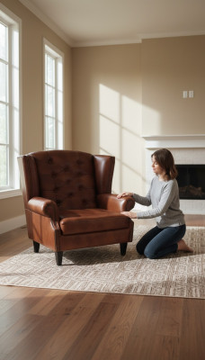 Luxury EarsFotel Chesterfield Fotel Skóra Brązowa Kanapa Nowoczesne Meble