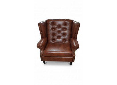 Luxury EarsFotel Chesterfield Fotel Skóra Brązowa Kanapa Nowoczesne Meble