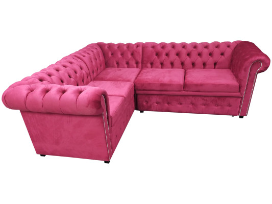 Luksusowa kanapa narożnikowa w kształcie litery L Chesterfield Sofa Włókienniczy Pink Couch Nowoczesne sofy