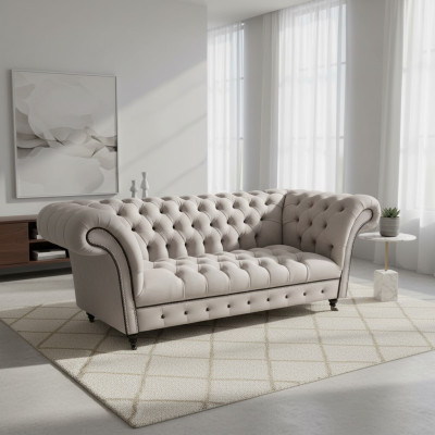 Sofa Chesterfield Sofy Trzyosobowe Podkładka Włókienniczy Kanapy Nowoczesne