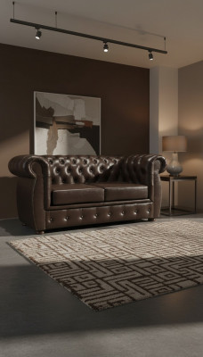 Sofa Chesterfield 2 Siedziba Luksusowa kanapa Sofy dwuosobowe Brązowe Meble Kanapy