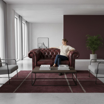 Sofa Chesterfield 2 miejsce do siedzenia Skóra Lounge Kanapy Sofy Brown Modern