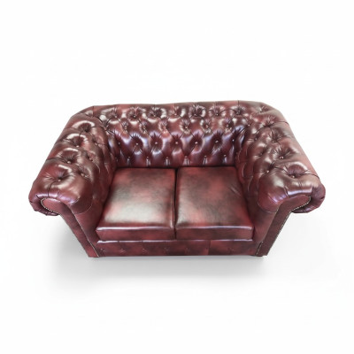 Sofa Chesterfield 2 miejsce do siedzenia Skóra Lounge Kanapy Sofy Brown Modern